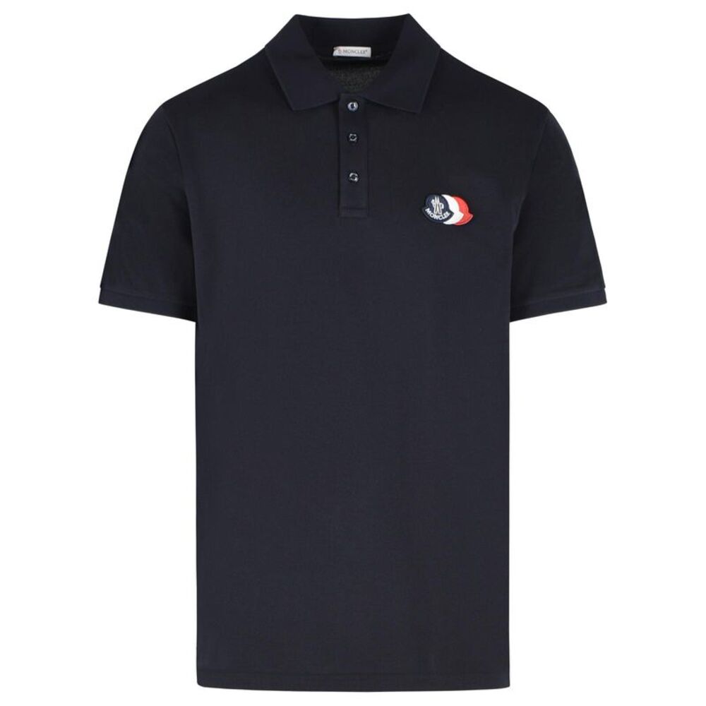 Moncler Navy Cotton Polo Shirt Men